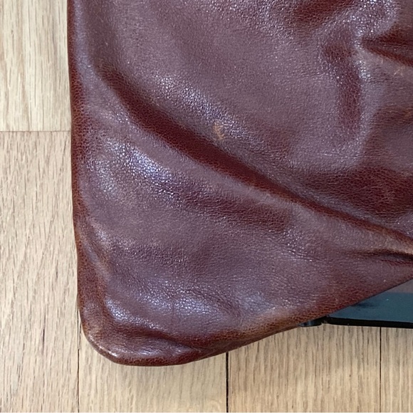 Vintage early 70s Leather Tortoise Shell framed clutch. Brown. Made in Italy - Picture 8 of 12